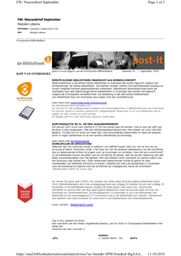Page 1 of 3 FW: Nieuwsbrief September 11-10-2010