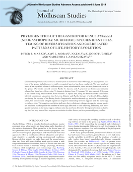 Molluscan Studies Advance Access Published 5 June 2014