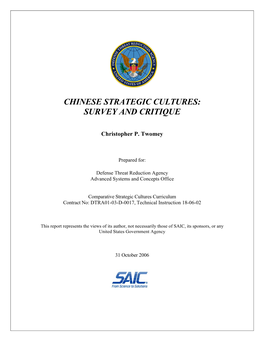 Chinese Strategic Cultures: Survey and Critique