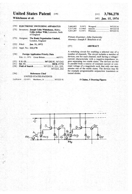 United States Patent to 11, 3,786,278 Whitehouse Et Al