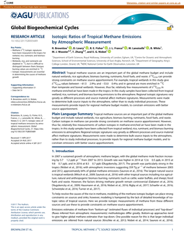 Isotopic Ratios of Tropical Methane Emissions by Atmospheric