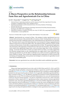 A Macro Perspective on the Relationship Between Farm Size and Agrochemicals Use in China