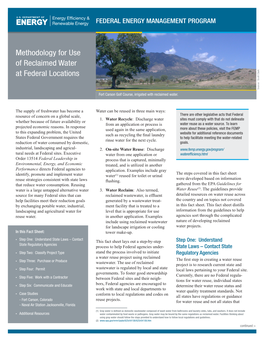 Methodology for Use of Reclaimed Water at Federal Locations Source: Scott Clark Source: Fort Carson Golf Course, Irrigated with Reclaimed Water