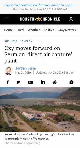 Oxy Moves Forward on Permian 'Direct Air Capture' Plant Oxy Moves