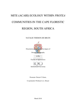 Mite (Acari) Ecology Within Protea Communities in The