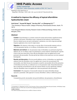 A Method to Improve the Efficacy of Topical Eflornithine Hydrochloride Cream