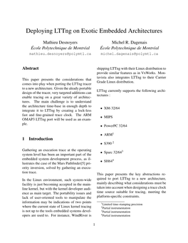 Deploying Lttng on Exotic Embedded Architectures