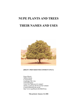 Nupe Plants and Trees Their Names And