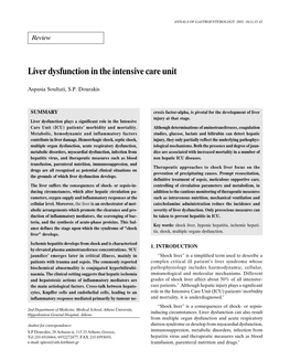 Liver Dysfunction in the Intensive Care Unit ANNALS of GASTROENTEROLOGY 2005, 18(1):35-4535