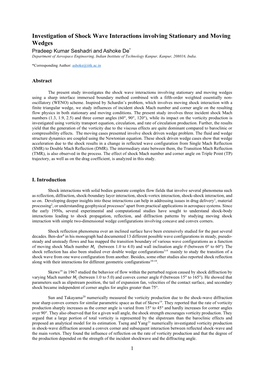 Investigation of Shock Wave Interactions Involving Stationary