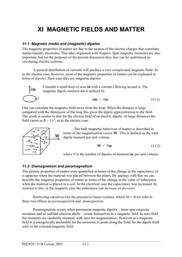 Xi Magnetic Fields and Matter