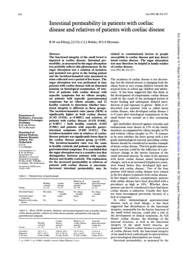 Intestinal Permeability in Patients with Coeliac Disease and Relatives of Patients with Coeliac Disease Gut: First Published As 10.1136/Gut.34.3.354 on 1 March 1993