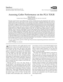 Assessing Golfer Performance on the PGA TOUR