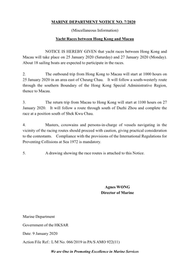 Marine Department Notice No. 7/2020