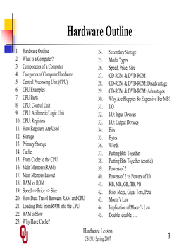 CS1313 Hardware Lesson