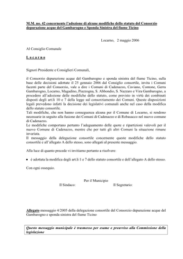 M.M. No. 42 Concernente L'adozione Di Alcune Modifiche