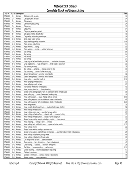 Network SFX Library Complete Track and Index Listing