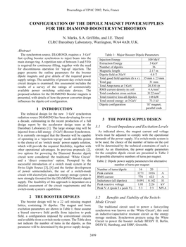 Configuration of the Dipole Magnet Power Supplies for the Diamond Booster Synchrotron