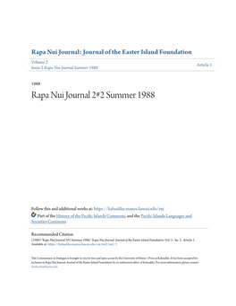 Rapa Nui Journal 2#2 Summer 1988