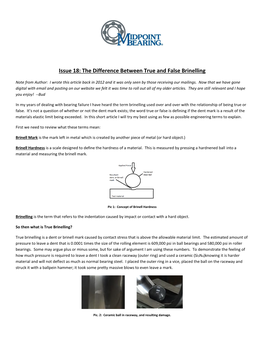 Issue 18: the Difference Between True and False Brinelling