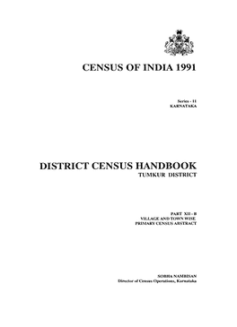 District Census Handbook, Tumkur, Part XII-B, Series-11