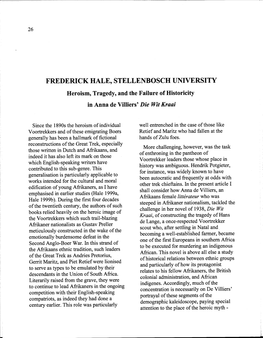 Frederick Hale, Stellenbosch University