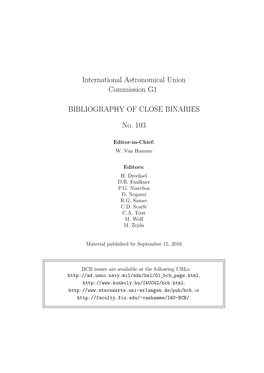 International Astronomical Union Commission G1 BIBLIOGRAPHY