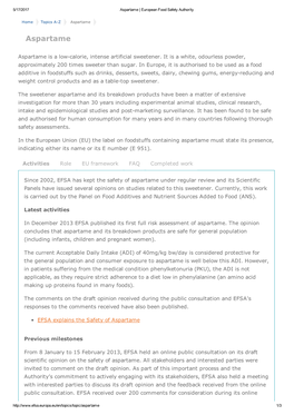 Aspartame | European Food Safety Authority