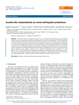 Auxetic-Like Metamaterials As Novel Earthquake Protections