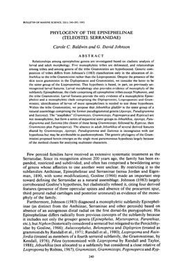 Phylogeny of the Epinephelinae (Teleostei: Serranidae)