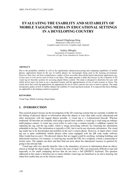 Evaluating the Usability and Suitability of Mobile Tagging Media in Educational Settings in a Developing Country