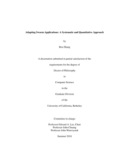 Adapting Swarm Applications: a Systematic and Quantitative Approach