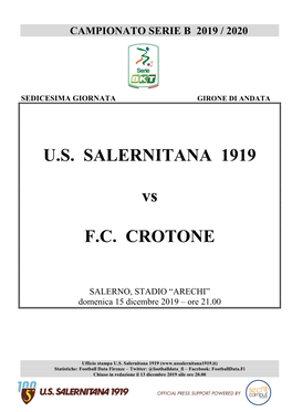 U.S. SALERNITANA 1919 Vs F.C. CROTONE