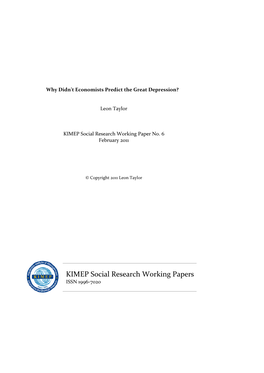Why Didn't Economists Predict the Great Depression?