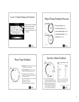 Major Climate Feedback Processes Water Vapor Feedback Snow/Ice