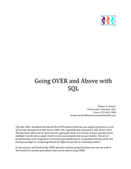 Going OVER and Above with SQL