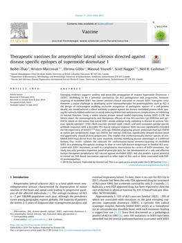 Therapeutic Vaccines for Amyotrophic Lateral Sclerosis Directed Against