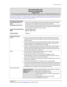 Bosutinib (Bosulif) National Drug Monograph October 2015 VA Pharmacy Benefits Management Services, Medical Advisory Panel, and VISN Pharmacist Executives