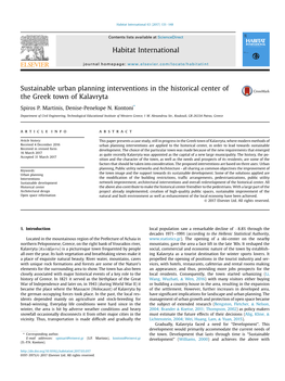 Sustainable Urban Planning Interventions in the Historical Center of the Greek Town of Kalavryta