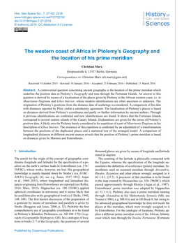 The Western Coast of Africa in Ptolemy's Geography and The