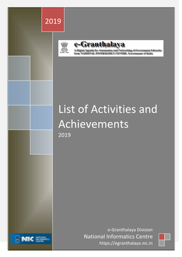 List of Activities and Achievements