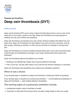 Deep Vein Thrombosis (DVT)