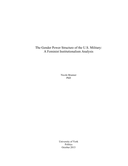 The Gender Power Structure of the U.S. Military: a Feminist Institutionalism Analysis