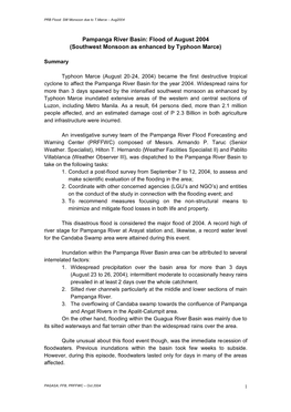 Pampanga River Basin: Flood of August 2004 (Southwest Monsoon As Enhanced by Typhoon Marce)