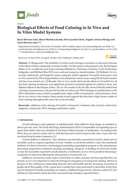 Biological Effects of Food Coloring in in Vivo and in Vitro Model Systems