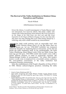 The Revival of the Tulku Institution in Modern China: Narratives and Practices