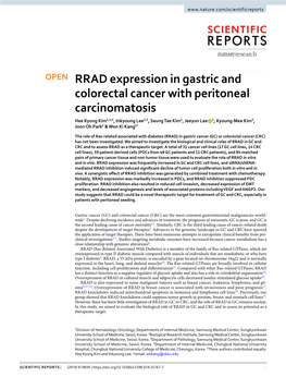 RRAD Expression in Gastric and Colorectal Cancer with Peritoneal