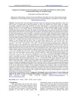 Life Science Journal 2016;13(7) 20 Comparative Mycological Assay on Prevalence of Yeasts, Molds