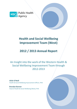 2012 / 2013 Annual Report Health and Social Wellbeing Improvement