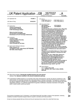 (12)UK Patent Application (1S1GB ,„>2577037 ,,3,A 2577037